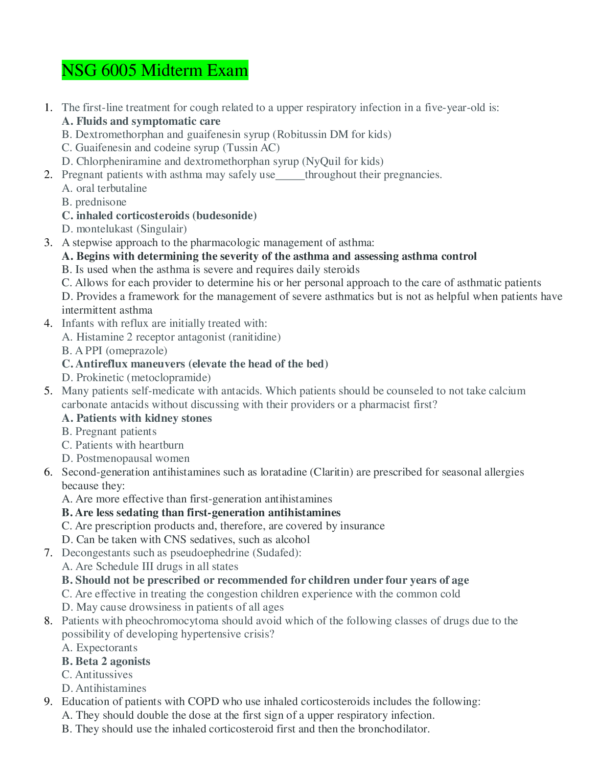 Preview image for NSG 6005 Midterm Exam/Absolute A